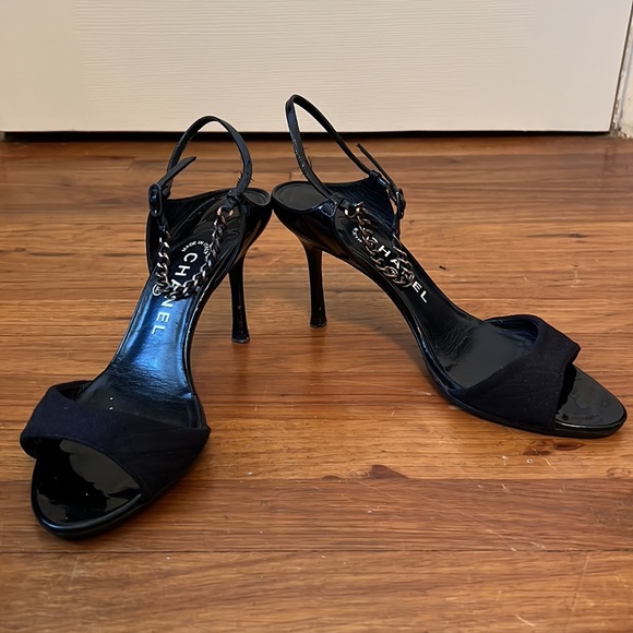 Chanel Black Ankle Strap Heels 39.5 - Picture 6 of 10